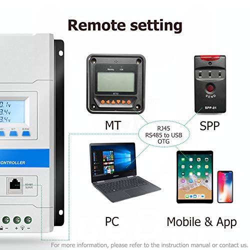 EPEVER® 30A MPPT Controlador de Carga Solar Voltaje del Sistema de Identificación Automático de 12V/24V con Pantalla LCD y Puerto USB - TRIRON 3210N