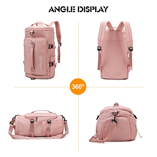 Ergocar Impermeable Ligero Mochilas de Senderismo, Mochila Hombre Deporte, Mujer Bolsas Gimnasio de Viaje, con Bolsa de Zapatos, Bolsa de Gym Fin de Semana, Rosa Cereza