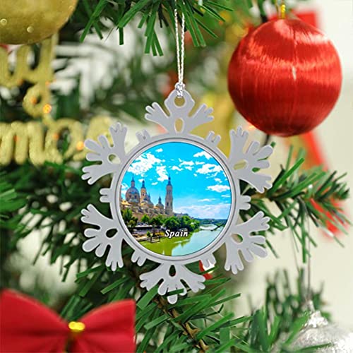 España Zaragoza Navidad Árbol de Navidad Copos de Nieve Adornos de Metal Adornos Colgantes Decoración del hogar 3 "× 3" Pulgadas-Winter Wonderland Holiday Suministros para Fiestas de año Nuevo