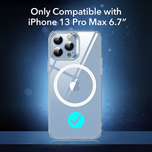 ESR Funda Híbrida con HaloLock, Compatible con iPhone 13 Pro MAX 6.7 Pulgadas (2021), Carga Inalámbrica Magnética, Protección Reforzada contra Caídas, Respaldo Resistente a Arañazos,Transparente