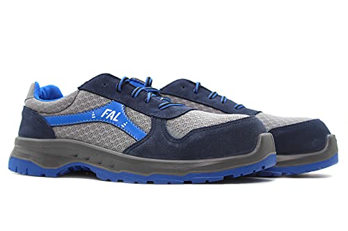 FAL SEGURIDAD - Astra Azul - Zapato de Seguridad, Textil hidrofugado, Puntera no Metalica, Suela Antideslizante, para: Hombre Color: Azul Talla:42