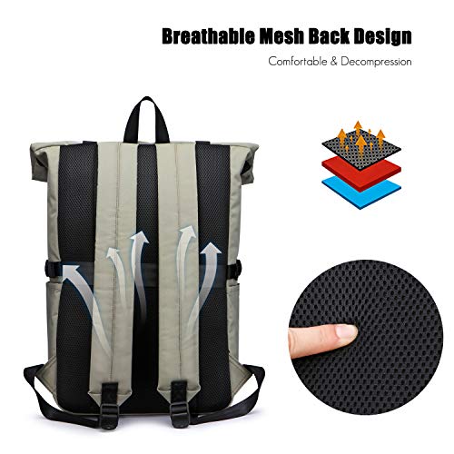 FANDARE Antirrobo Mochila Bolsas Escolares Roll-Top Backpack Adolescente Bolsa para la Escuela Mochila Multiusos para 15,6 Pulgada Laptop Hombres Mujeres Escolares Trabajo Viaje Diario Albaricoque