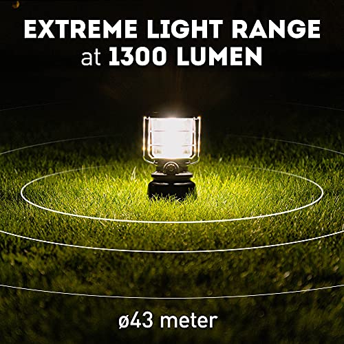 Favour Linternas LED Alta Potencia Camping 1300 Lumens – Luces LED Impermeables IPX4, Portátiles, Antigolpes, Camping – Lámpara LED a Pilas – 7 Iluminaciones, Modo Luz de Velas - Tapa Extraíble