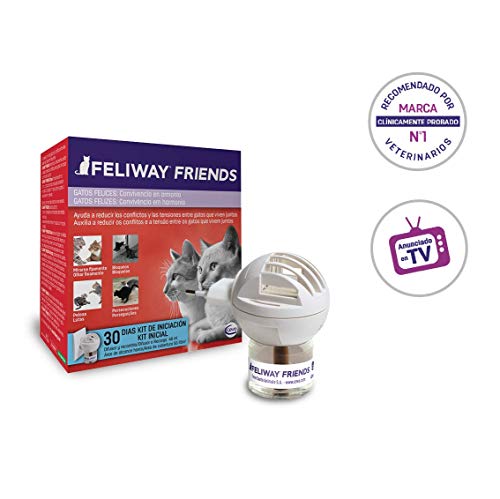 FELIWAY Friends - Anticonflictos para Gatos - Peleas, Persecuciones, Bufidos, Bloqueos - Difusor + Recambio 48 ml