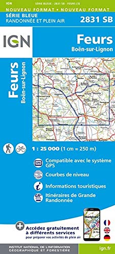 Feurs, Boën-sur-Lignon: 1/25 000 (Top 25 & série bleue - Carte de randonnée)