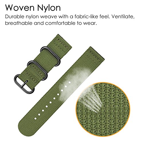 Fintie Correa Compatible con Garmin Fenix 6X/Fenix 3/Fenix 3 HR/Fenix 5X - 26mm Pulsera de Repuesto de Nylon Tejido Banda con Hebilla de Metal, Verde Oliva