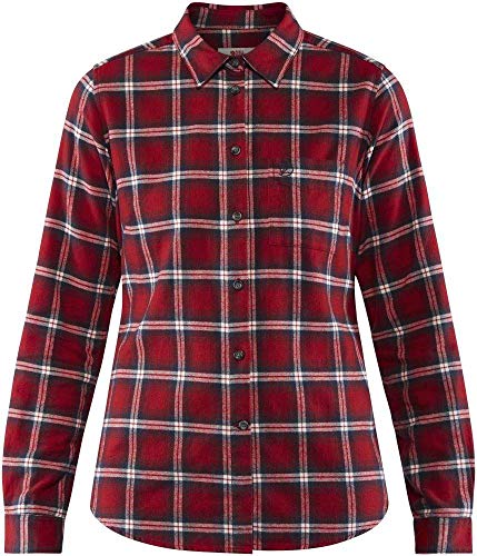 Fjallraven Ovik Flannel W Long Sleeved T-Shirt, Mujer, Deep Red, XXS