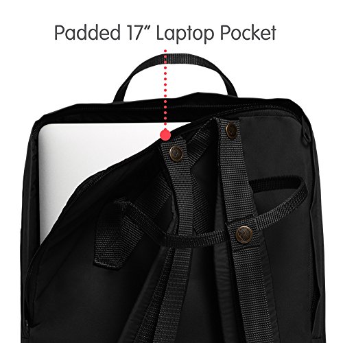 Fjällräven Rucksack Kånken Laptop 17 inch - Mochila de senderismo, color negro, talla 18 x 30 x 42 cm, 20 Liter