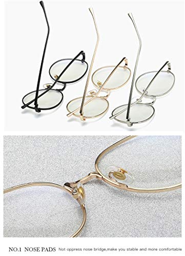 Flydo Gafas de Lentes Transparentes gafas de Lectura Decoración de Moda/Gafas Retro para Mujeres Unisexo Montura Gafas Metal Vista