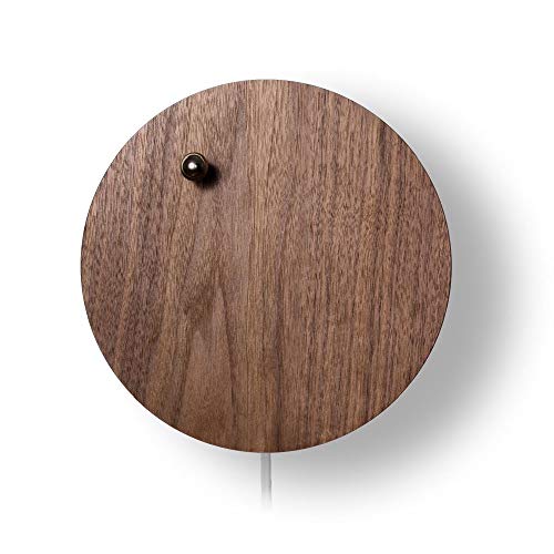 FLYTE Reloj de Pared Digital controlado por aplicación y retroiluminado, Madera, Marrón Oscuro, 20 cm