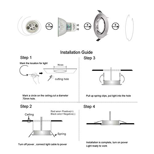 Foco Empotrable | Led Gu10 Luz de Techo 5W equivalente a incandescente 60W | Blanco Frío 6000K 600Lm | Ojos de Buey Marco Redondo AC220V-240V | bombilla LED para salón o dormitorio cocina etc 6 piezas