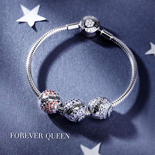 FOREVER QUEEN Símbolo de la Suerte Charms para Mujer Piedra de Cumpleaños, Piedra Natal de Agosto Plata de Ley 925 Abalorios Pulsera, Viene con Caja de Regalo FQ0004-8