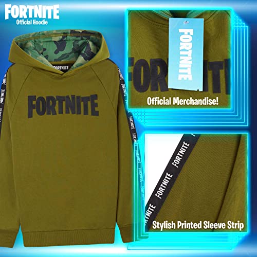 Fortnite Sudadera Niño, Ropa para Niño De Videojuego, Sudadera con Capucha para Niños, Gamer Regalos 7-15 Años (7-8 años, Caqui)