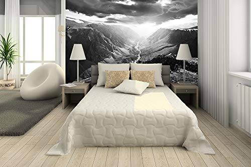 Fotomural autoadhesivo paisaje de montaña del Altai – Negro y blanco 150 x 100 cm – Póster de pared con motivo de paisaje de montaña – Alta montaña en el Altai