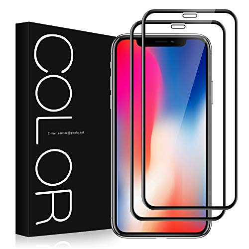 G-Color Protector Pantalla de iPhoneX/XS/iPhone10, [2 Piezas], Cristal Vidrio Templado de 3D [Cobertura Completa] [Anti-choque][Alta definición], Protector de Pantalla para iPhoneXS/X/iPhone10