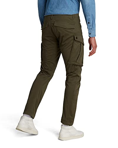 G-STAR RAW, hombres Pantalones Rovic Zip 3D Straight Tapered Pant, Verde (dk bronze green 5126-6059), 33W / 32L