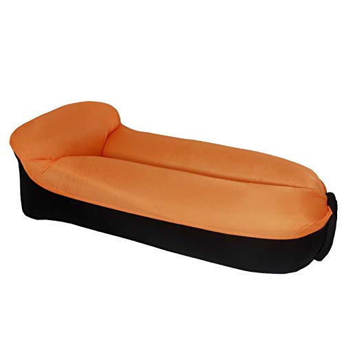 GALA Sofá inflable para la playa, camping o dormir, sofá de aire, ligero, portátil, plegable, para viajes, picnic, al aire libre, color naranja