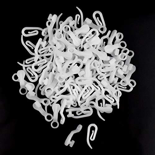 Gancho para Cortina,100 PCS(28 * 12 mm) Ganchos de Cortina de Plástico Blanco Riel de Cortina Clip de Cortina para Cortinas Ventana, Cortinas Puerta