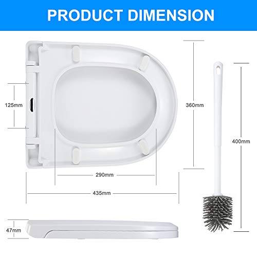 GAVAER Tapa WC Universal，Tapa de inodoro con cierre suave y lenta,Asiento de Inodoro en Forma de D, Bisagras Ajustables, Fácil de Limpiar，Hecho de plástico de polipropileno (PP) y acero inoxidable.