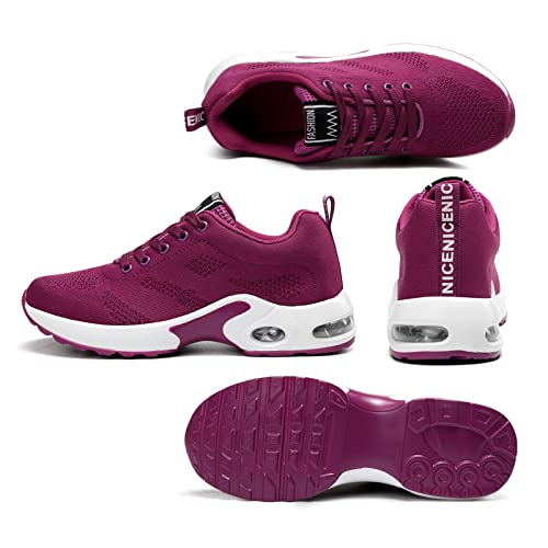 GAXmi Zapatillas Deportivas de Mujer Air Cordones Zapatos de Ligero Running Fitness Zapatillas de para Correr Antideslizantes Amortiguación Sneakers Morado 38 EU