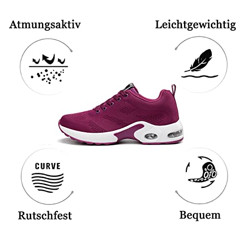 GAXmi Zapatillas Deportivas de Mujer Air Cordones Zapatos de Ligero Running Fitness Zapatillas de para Correr Antideslizantes Amortiguación Sneakers Morado 38 EU