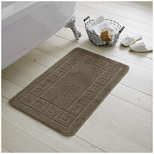 GC GAVENO CAVAILIA Ultra Plush - Juego de 2 Alfombrillas de baño griegas Antideslizantes, Extra absorbentes, 100% Polipropileno, tamaño Normal (50 x 80, 50 x 40 cm), Color marrón