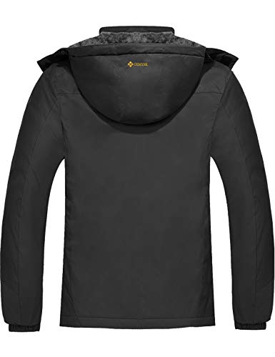 GEMYSE Chaqueta de Esquí Impermeable de Montaña para Hombre Abrigo de Invierno de Lana Antiviento con Capucha (Gris Hierro,XL)