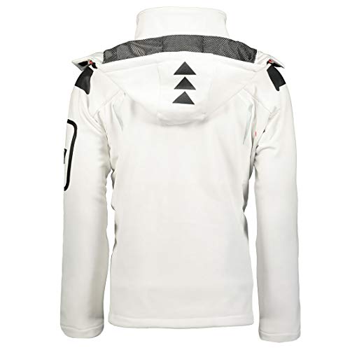 Geographical Norway Techno - Chaqueta flexible para hombre, con capucha desmontable, Hombre, blanco, small