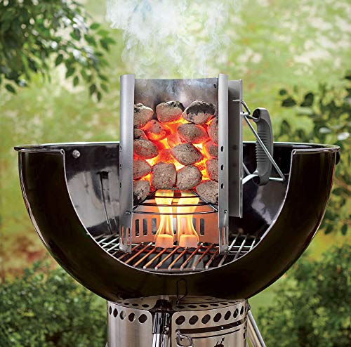 GFTIME Arrancador de Chimenea Carbón briquetas de combustión con Mango de Seguridad para Weber 7416, Encendedor de carbón de 30 x19 cm de Inicio rápido para Acampar y Asar a la Parrilla, 20 Minutos