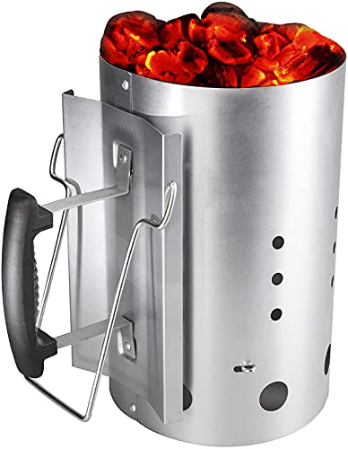 GFTIME Arrancador de Chimenea Carbón briquetas de combustión con Mango de Seguridad para Weber 7416, Encendedor de carbón de 30 x19 cm de Inicio rápido para Acampar y Asar a la Parrilla, 20 Minutos