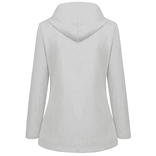 Ghemdilmn Chubasquero con capucha para mujer, impermeable, cortavientos, resistente a la intemperie, gris, M