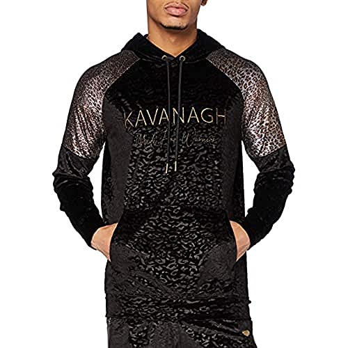 Gianni Kavanagh Black Savage Velvet Hoodie Sudadera con Capucha, Negro, Large Hombre