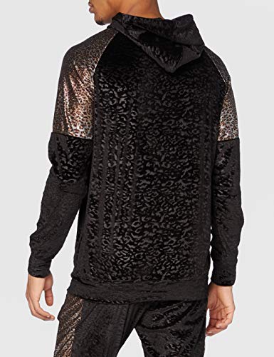 Gianni Kavanagh Black Savage Velvet Hoodie Sudadera con Capucha, Negro, Large Hombre