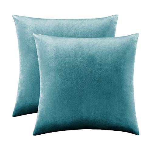 Gigizaza Azul Pavo Real Terciopelo Almohada Cubre Caso Suave decoración Fundas de de cojín para sofá Dormitorio CocheCama Casa Decor 50x50cm ，Pack de 2