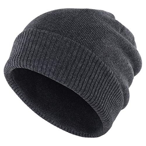 Gisdanchz Gorro Lana Hombre Gorro Mujer Invierno Wool Beanie Men Knit Winter Hats Oversized Cashmere Beanie Hat For Women Knit Hats For Men Mens Wool Beanie Slouchy Gris Profundo