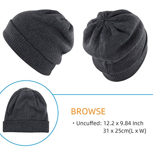 Gisdanchz Gorro Lana Hombre Gorro Mujer Invierno Wool Beanie Men Knit Winter Hats Oversized Cashmere Beanie Hat For Women Knit Hats For Men Mens Wool Beanie Slouchy Gris Profundo