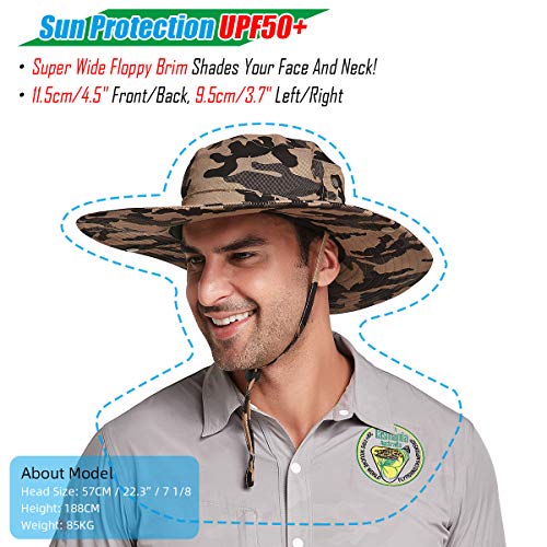 Gisdanchz Sombrero Pescador Hombre Mujer Gorro Pescador Hombre Mujer De Caza Camuflaje Gorras Jardineria Senderismo Playa Sombrero Trekking Pesca Safari Sombreros para El Sol Verano Explorador, Caqui