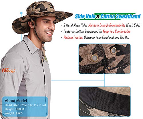 Gisdanchz Sombrero Pescador Hombre Mujer Gorro Pescador Hombre Mujer De Caza Camuflaje Gorras Jardineria Senderismo Playa Sombrero Trekking Pesca Safari Sombreros para El Sol Verano Explorador, Caqui