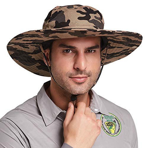 Gisdanchz Sombrero Pescador Hombre Mujer Gorro Pescador Hombre Mujer De Caza Camuflaje Gorras Jardineria Senderismo Playa Sombrero Trekking Pesca Safari Sombreros para El Sol Verano Explorador, Caqui