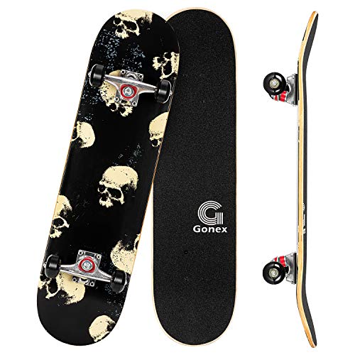 Gonex Skateboard para Principiantes Niños Niñas, 79 x 20 cm Completo Skateboard para Adolescentes Adultos, 9 Capas Monopatín de Madera de Arce ABEC-7