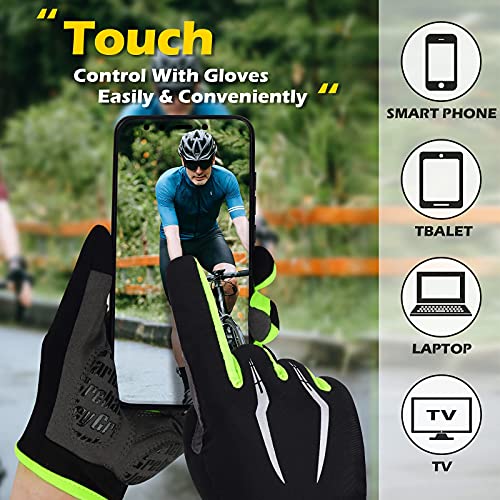 Grebarley Guantes de Ciclismo,Guantes MTB,Antideslizante Pantalla Táctil Tela Transpirable Adecuado para Ciclismo de Montaña Todo el Vehículo de Terreno (Versión Mejorada Verde, XL)