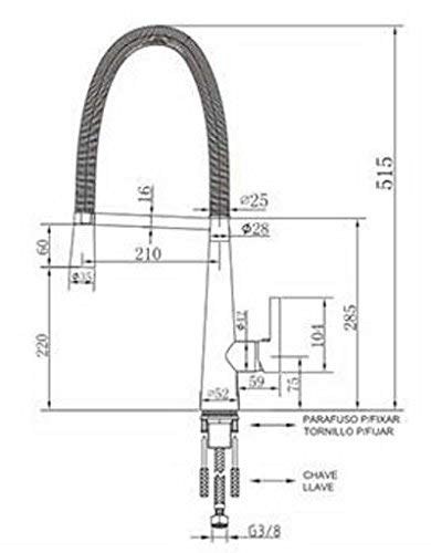 GRIFO COCINA EXTRAIBLE 52 CM. ALTURA PARA FREGADERA ENCIMERA