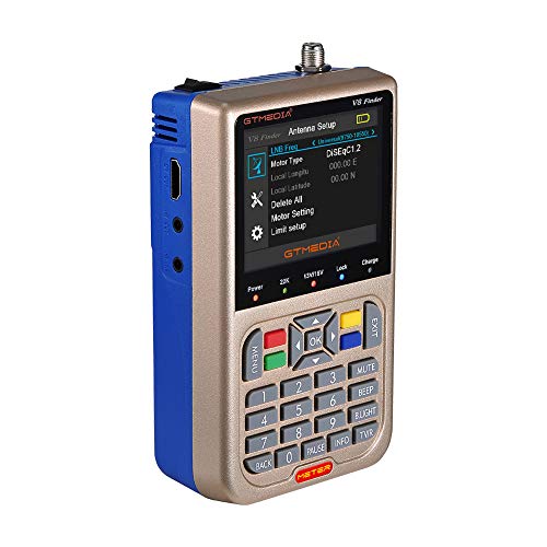 GT MEDIA V8 Satfinder Meter Localizador de señal de satélites Digital Buscador de Satélite Medidor de Campo HD 1080P DVB-S/S2/S2X, 3.5" LCD Visualización de la Pantalla