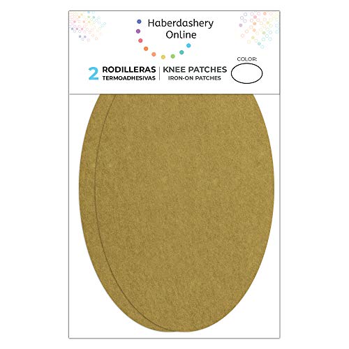 Haberdashery Online 2 Rodilleras de Ante Color Beige termoadhesivas para Planchar. Coderas para Proteger tu Ropa y reparación de Pantalones, Chaquetas, Jerseys, Camisas. 16 x 10 cm. Ref. 97 Beige