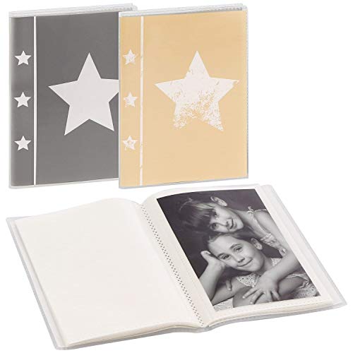 Hama Skies Sintético Gris álbum de Foto y Protector - Álbum de fotografía (Beige, Gris, Sintético, 24 Hojas, 10 x 15 cm, 2 Hojas, 125 mm) 1 paquete de 24 hojas