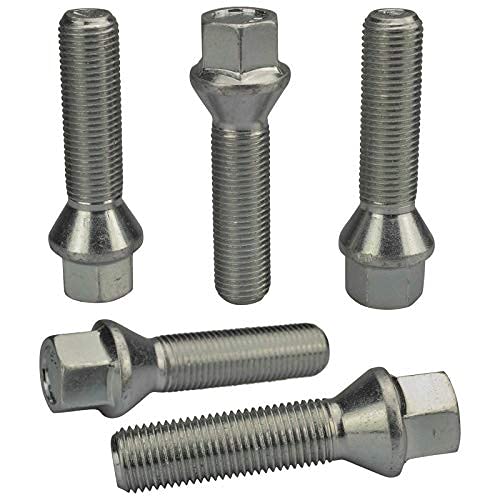 HASKYY 10 Tornillos De Rueda Pernos de Rueda Plata galvanizado Kegelbund Cono M12x1,5 in Varios Largos de Mango para Selección - 50mm