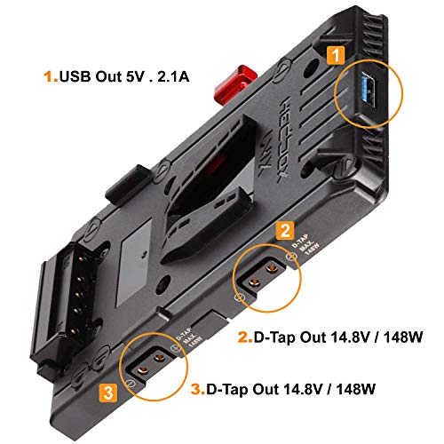 HEDBOX | UNIX-4X | Placa adaptadora de batería V-Lock /V-Mount, con 1x USB 5V / 2.1A y 3X D-Tap 14.8V / 148W Power Out, cable extra de 20in / 50cm con conector hembra XLR de 4 pines