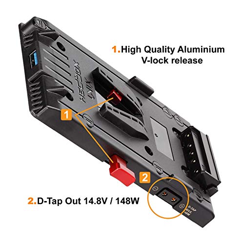 HEDBOX | UNIX-4X | Placa adaptadora de batería V-Lock /V-Mount, con 1x USB 5V / 2.1A y 3X D-Tap 14.8V / 148W Power Out, cable extra de 20in / 50cm con conector hembra XLR de 4 pines