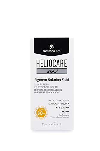 Heliocare 360° Pigment Solution Fluid Spf 50+, Crema Solar Facial, Ultraligero, Previene y Corrige Manchas, Unifica el Tono de la Piel, Sin Color, 50 Mililitros