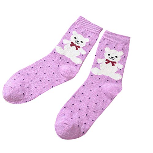 Hengxing Mujeres Grils Cute Animal Socks Algodón Crew Calcetines Super Soft Warm Antideslizante Calcetines de invierno,Big Bear (Mujeres)